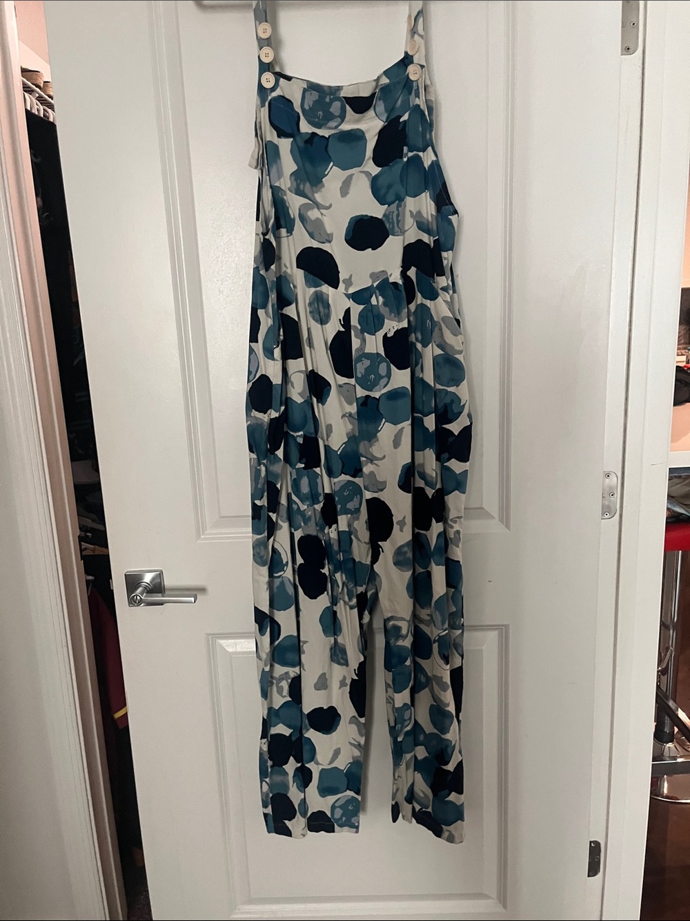 Amazon Teal and Navy Floral Print Jumpsuit